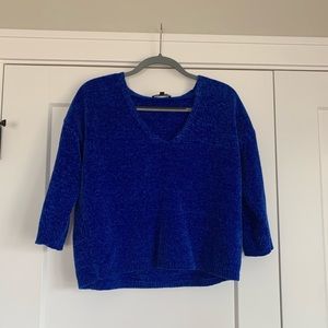 Express Blue Vneck 3/4 Sleeve Sweater